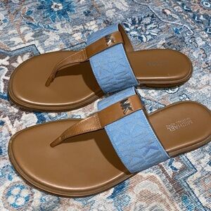 Michael Kors Light Blue and Tan Sandals